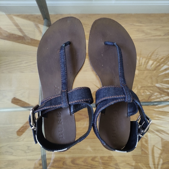 Burberry Canvas Plaid Check Ankle Strap Thong Sandals 38.5/8 - Picture 4 of 16
